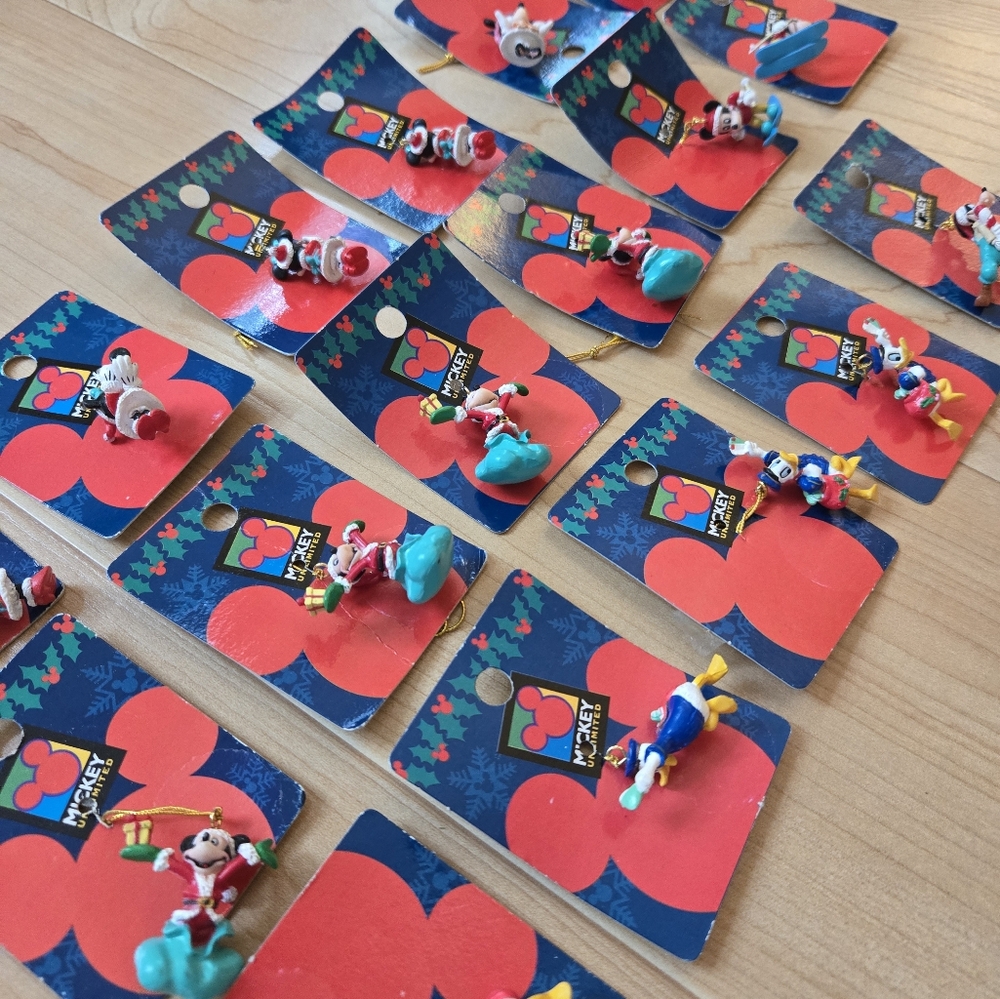 Set of 17 vintage Y2K Disney Mickey Unlimited mini Christmas tree ornaments, NWT